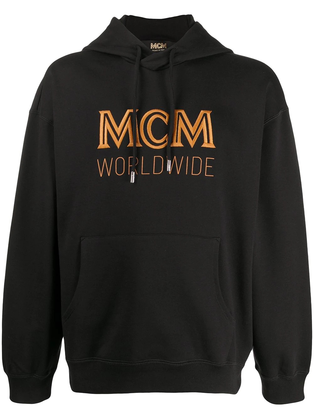 logo embroidered drawstring hoodie - 1