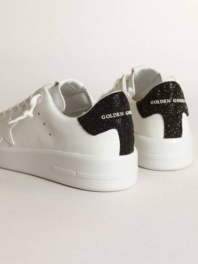 Golden Goose Purestar sneakers in white leather with tone-on-tone star and heel tab in black Swarovski crystals outlook