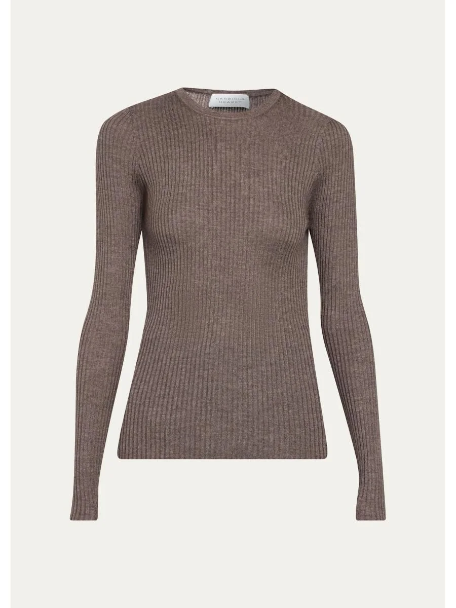 Browning Cashmere-Silk Rib Crewneck Sweater - 1