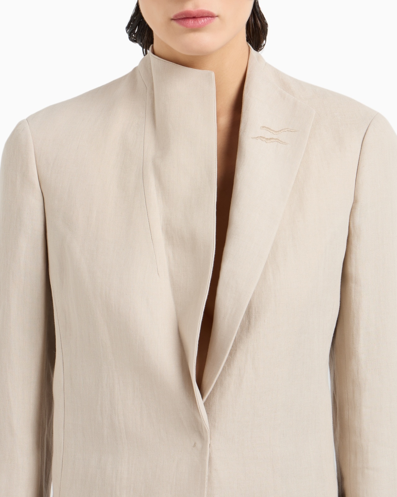 LONG SINGLE-BREASTED LINEN JACKET - 5