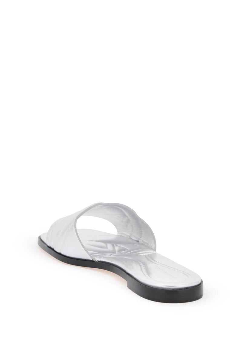 ALEXANDER MCQUEEN LAMINATED LEATHER SLIDES WITH EMBOSSED SEAL LOGO - 3