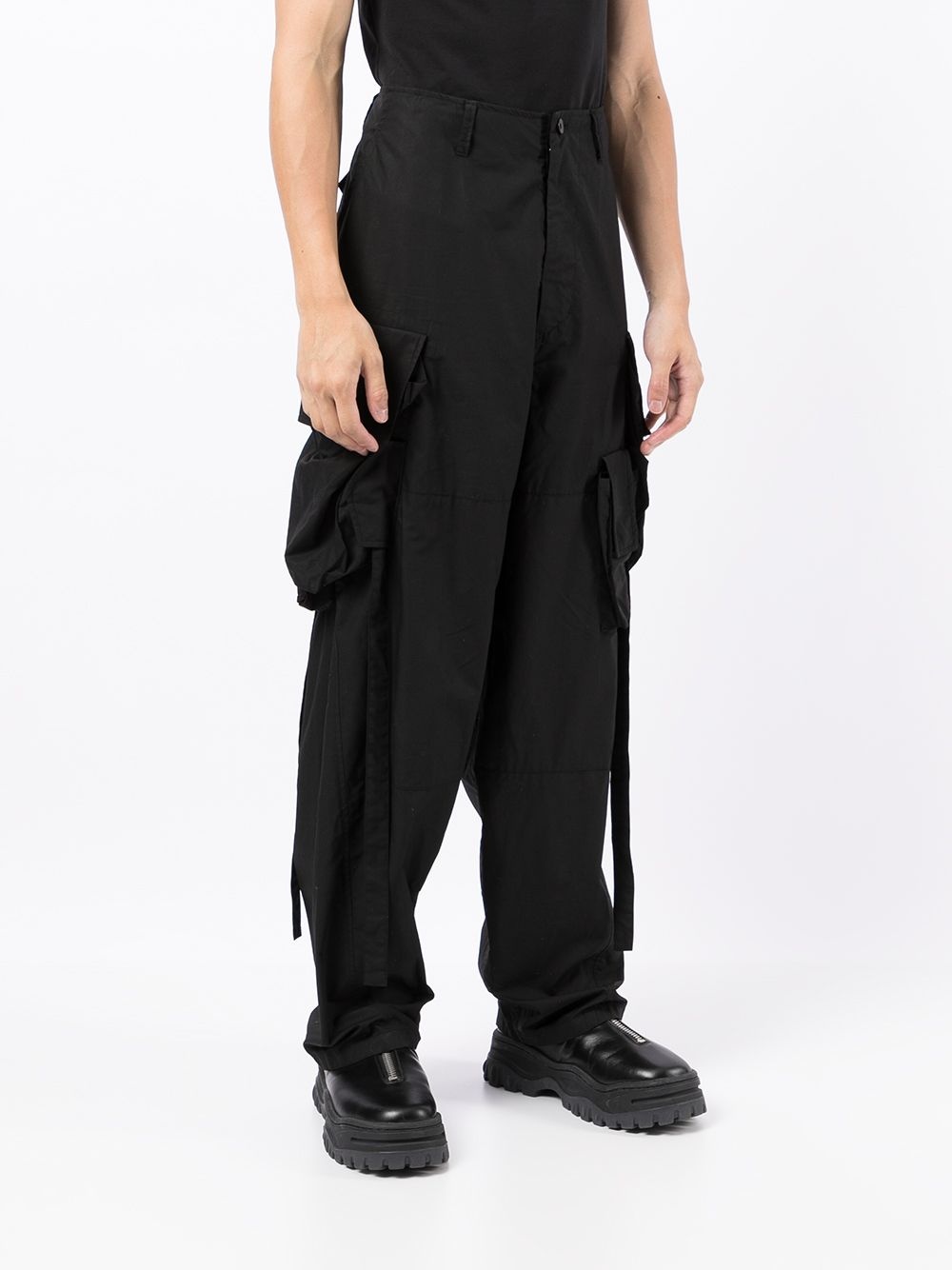 hanging-strap cargo trousers - 3