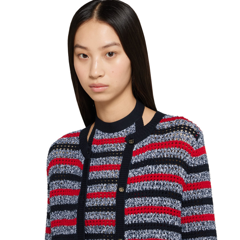 Striped cotton cardigan with intarsia 5