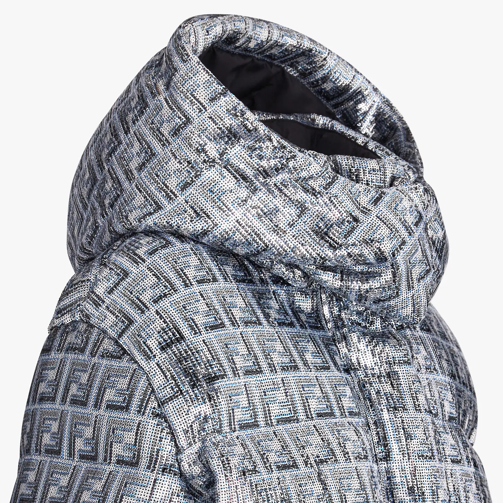 Silver sequined down jacket - 3