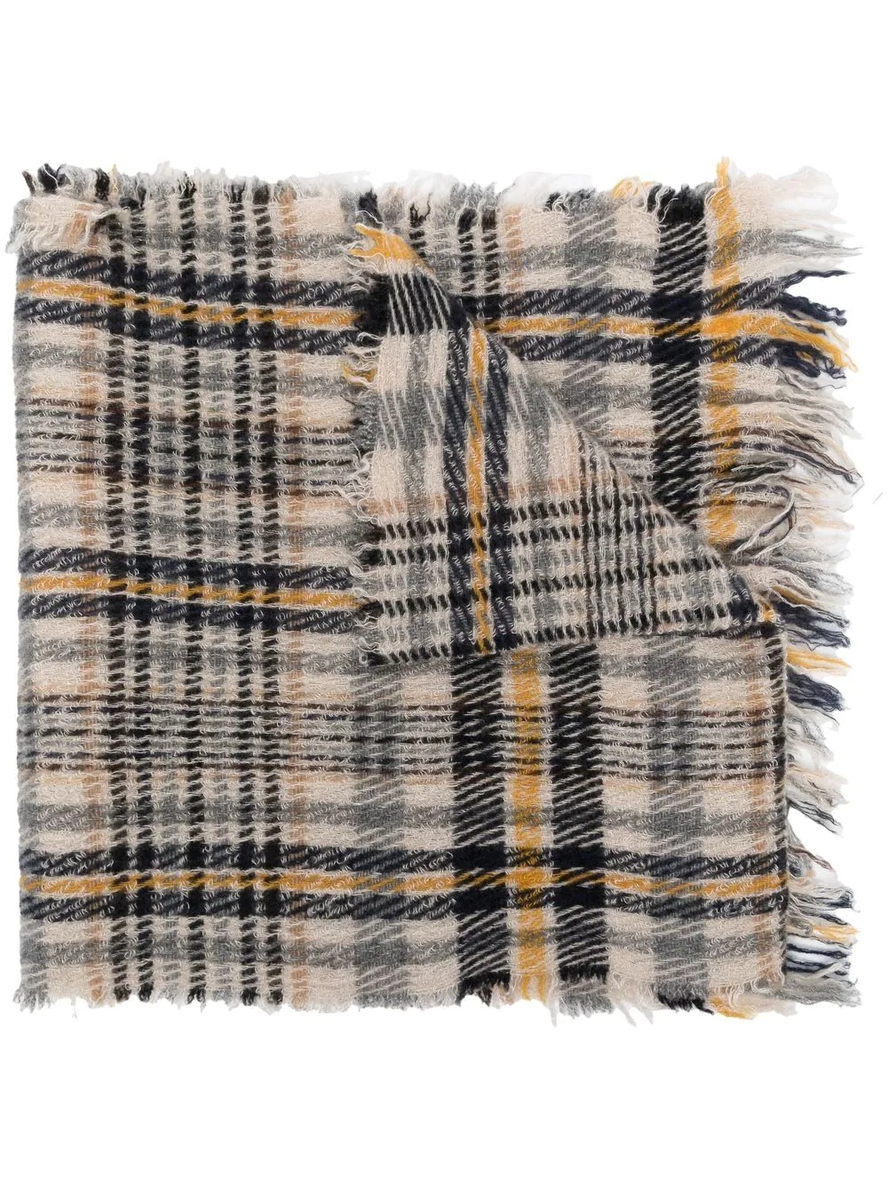 plaid-pattern fringed scarf - 1