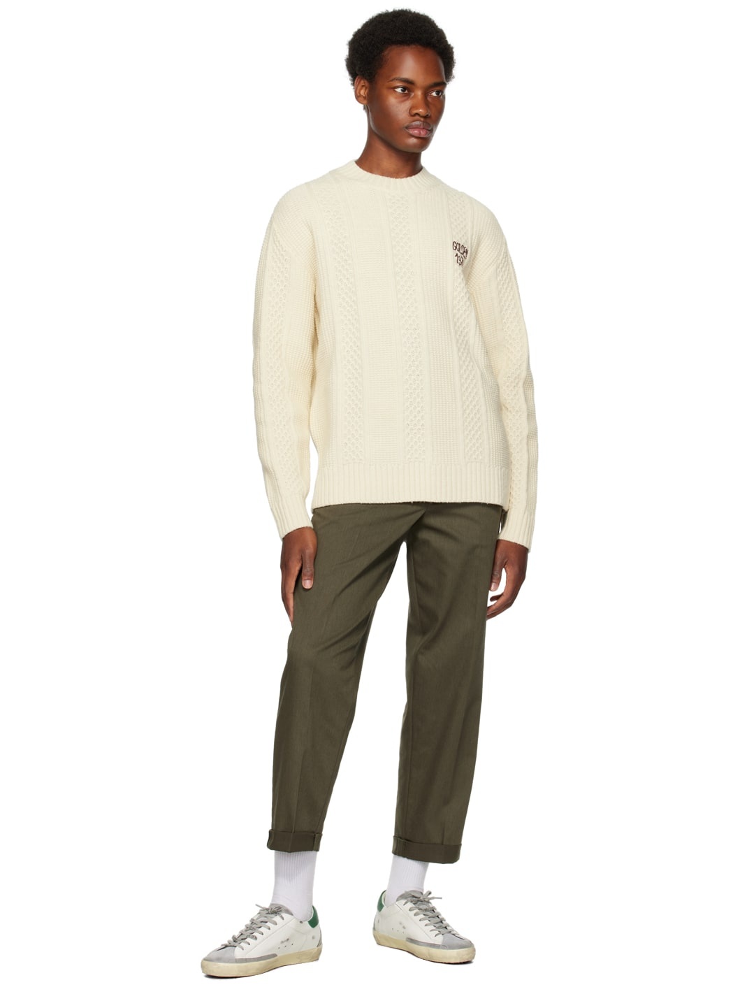 GOLDEN GOOSE 1978EMBROIDERY ビーニー Golden Goose Round-neck sweater in wool with embroidery on