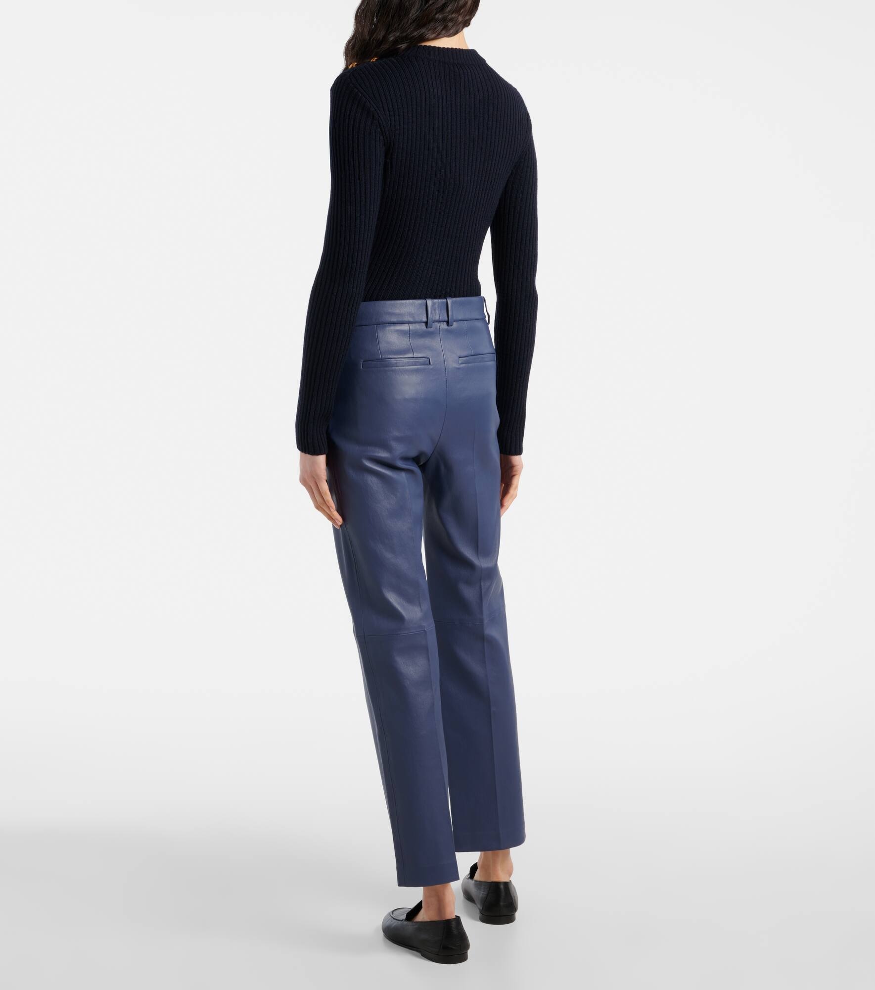 Coleman mid-rise leather straight pants - 3
