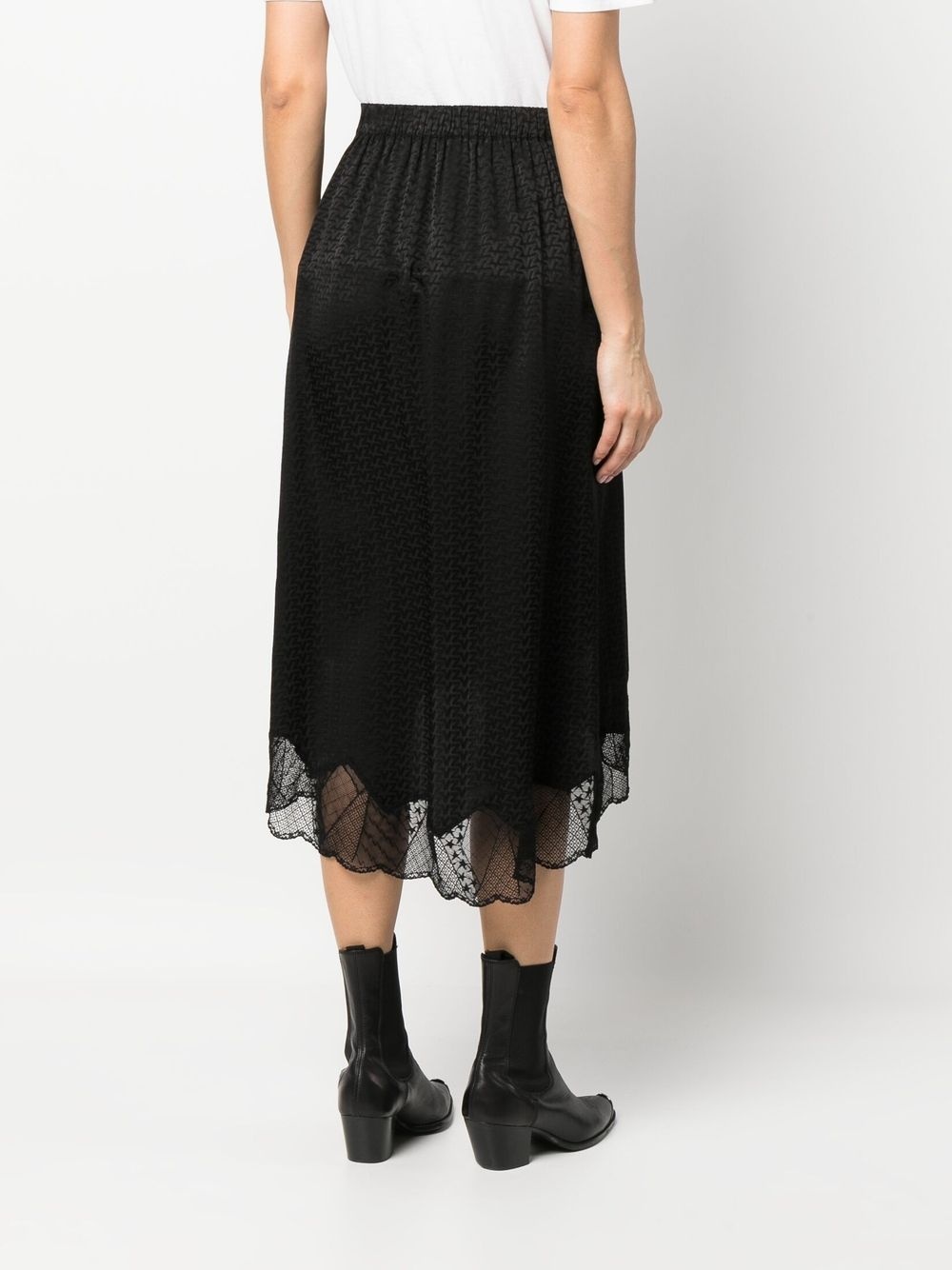 lace-trim silk skirt - 4