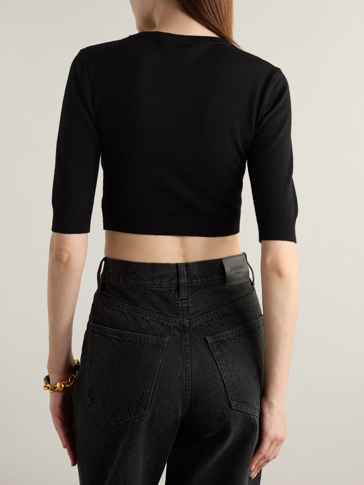Cropped wool sweater Black - 3