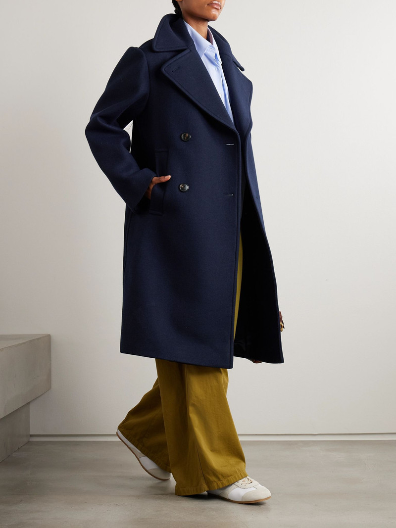 Dries Van Noten Oversized double-breasted wool-blend coat Navy outlook