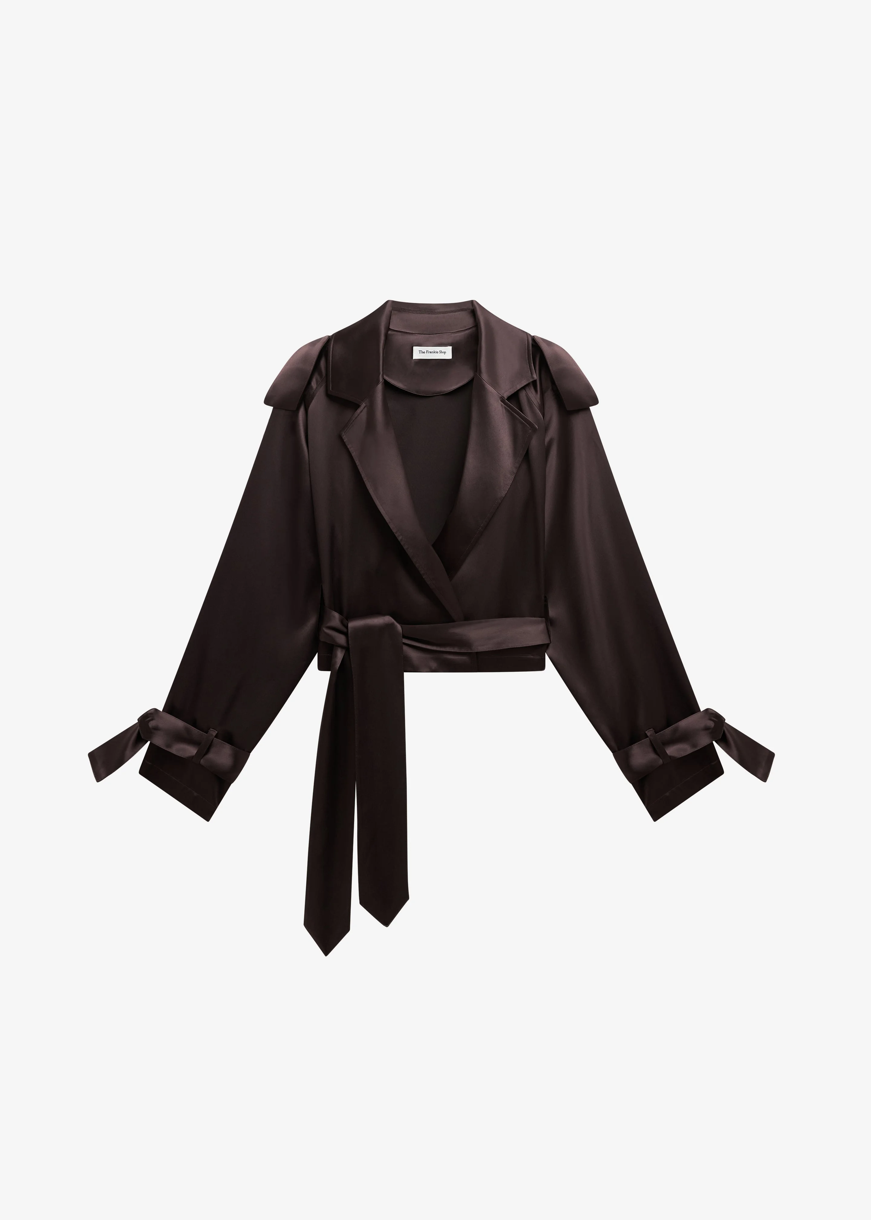 Simona Satin Short Trench - Dark Brown - 1