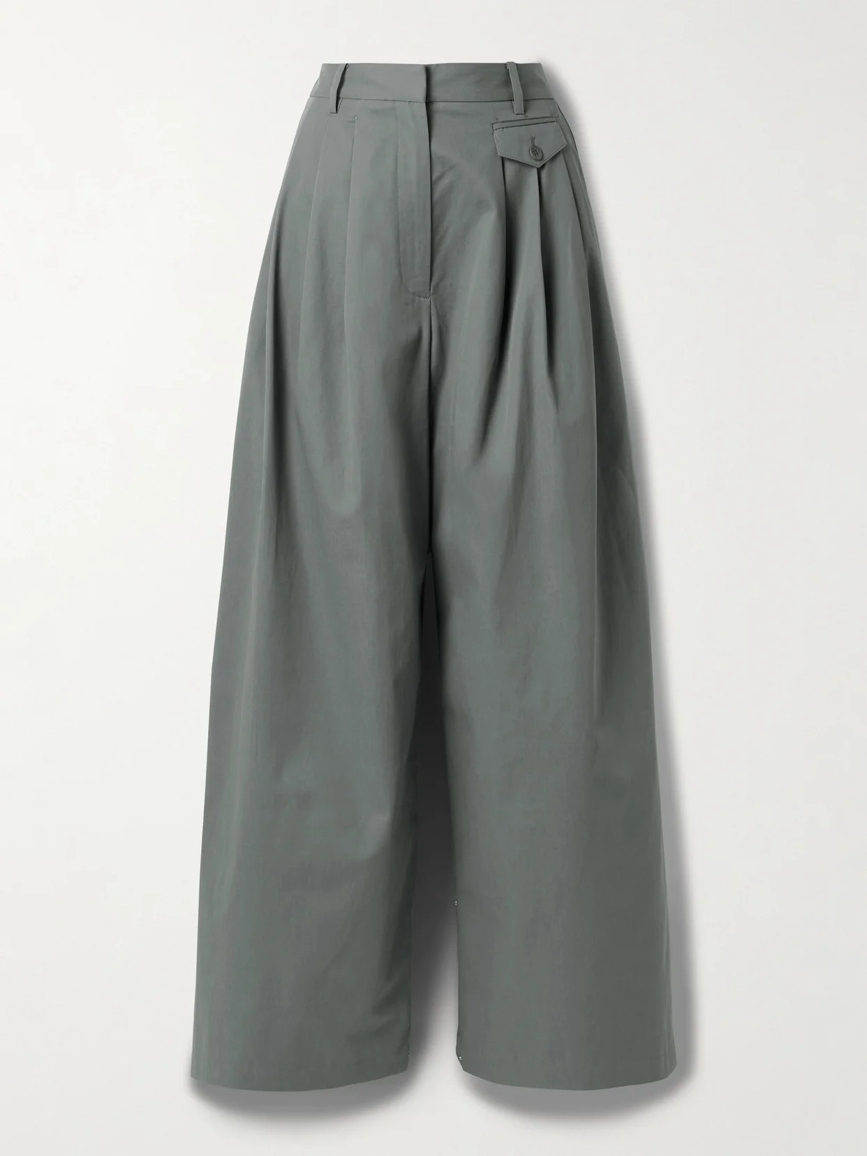 Pleated Cotton-twill Wide-leg Pants - 1