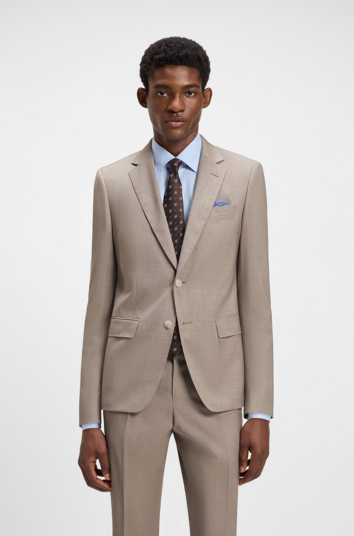 SLIM-FIT THREE-PIECE SUIT IN MELANGE WOOL - 2
