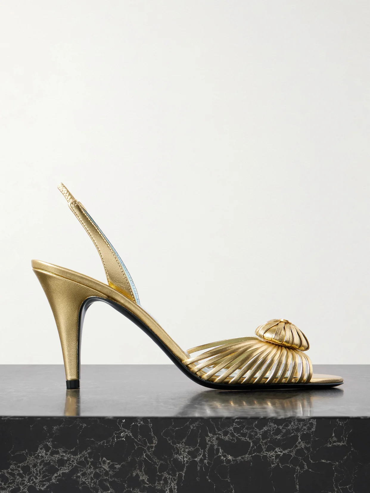 Royal 85 Embellished Metallic Leather Slingback Sandals - 1