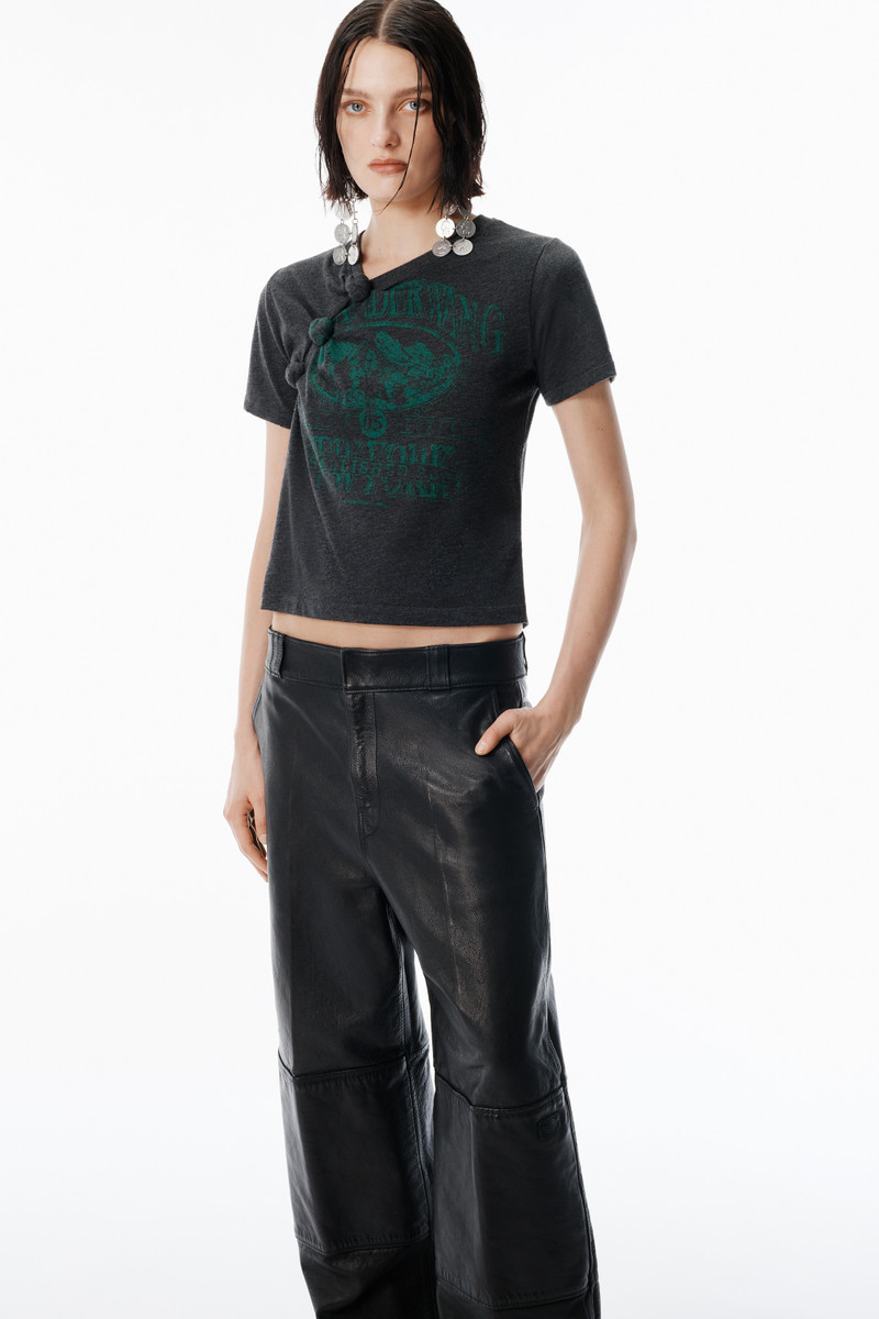 Black Worn Moto Leather Workwear Pant 3