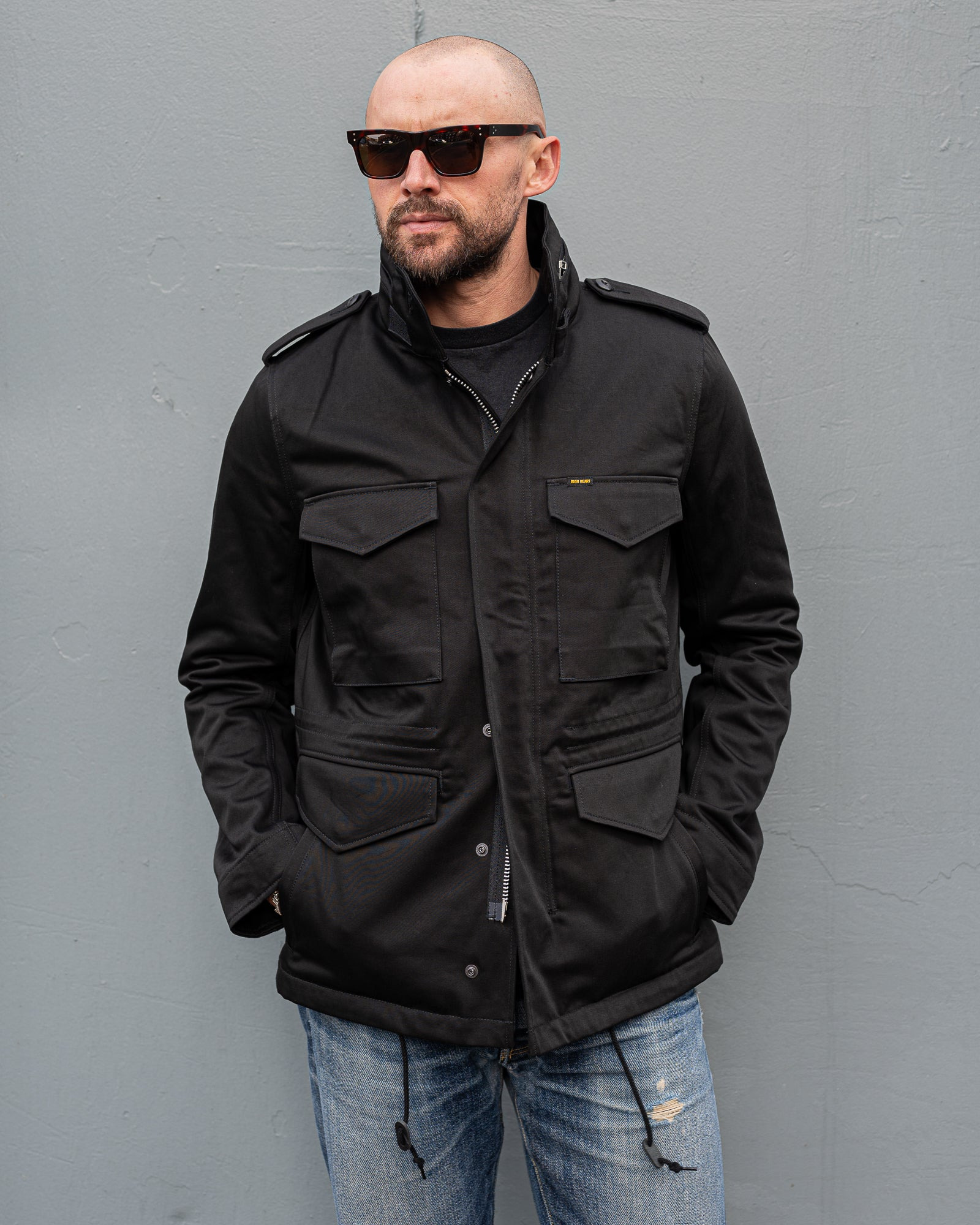 IHM-27-BLK Sateen M65 Field Jacket - Black - 4