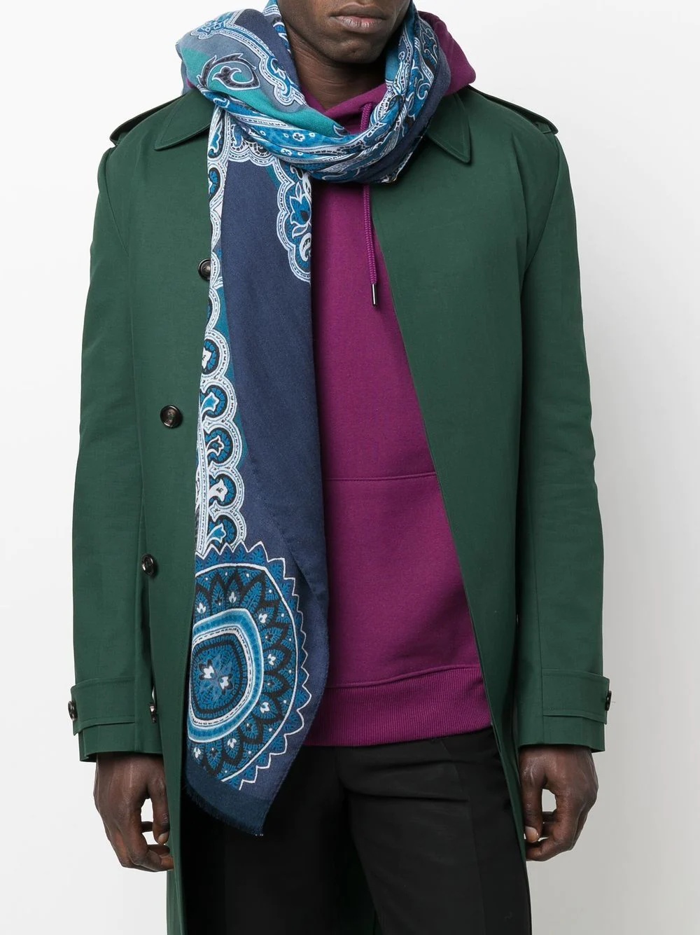 paisley print wool-silk scarf - 2