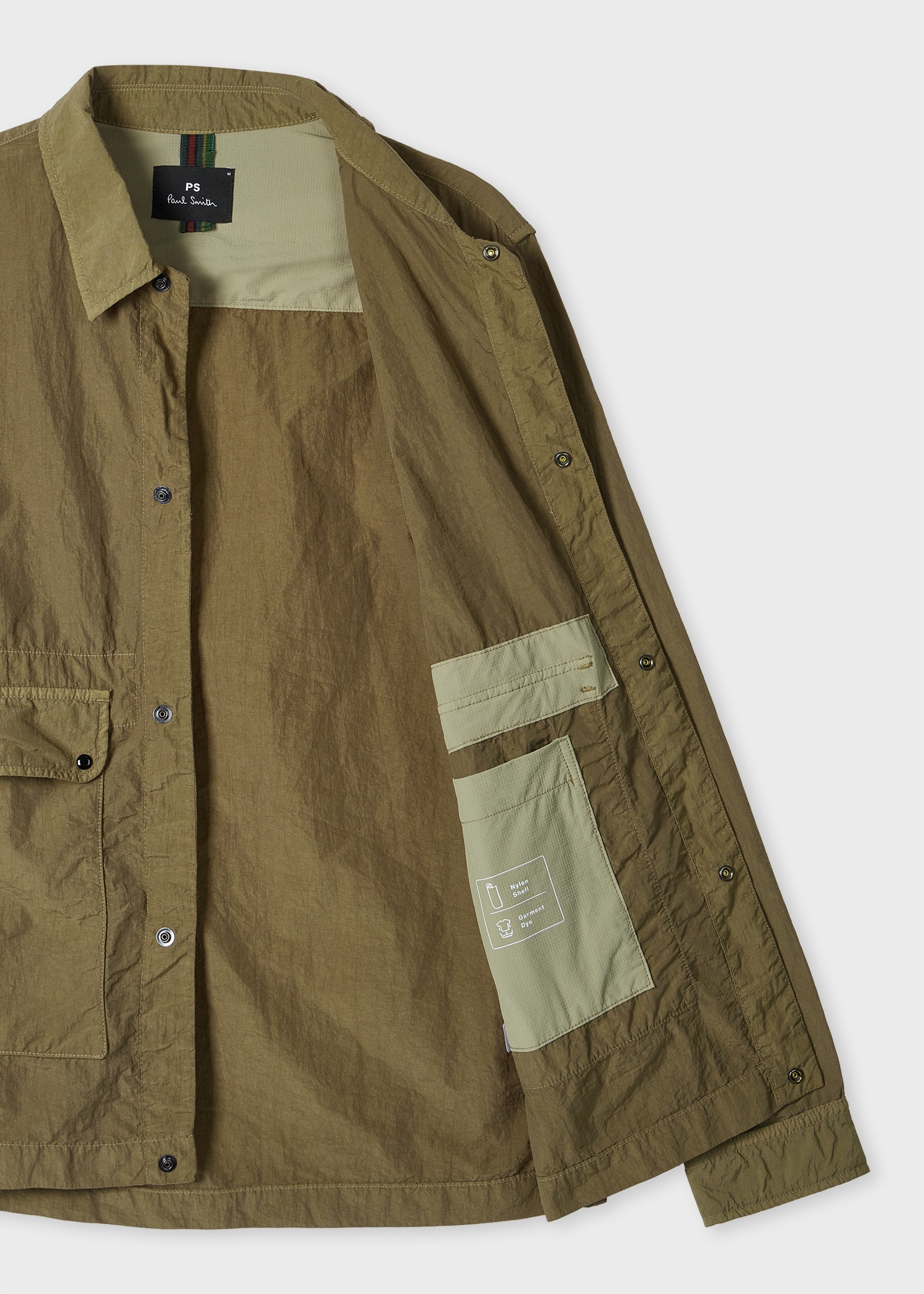 Khaki Garment Dye Nylon Shirt Jacket - 4