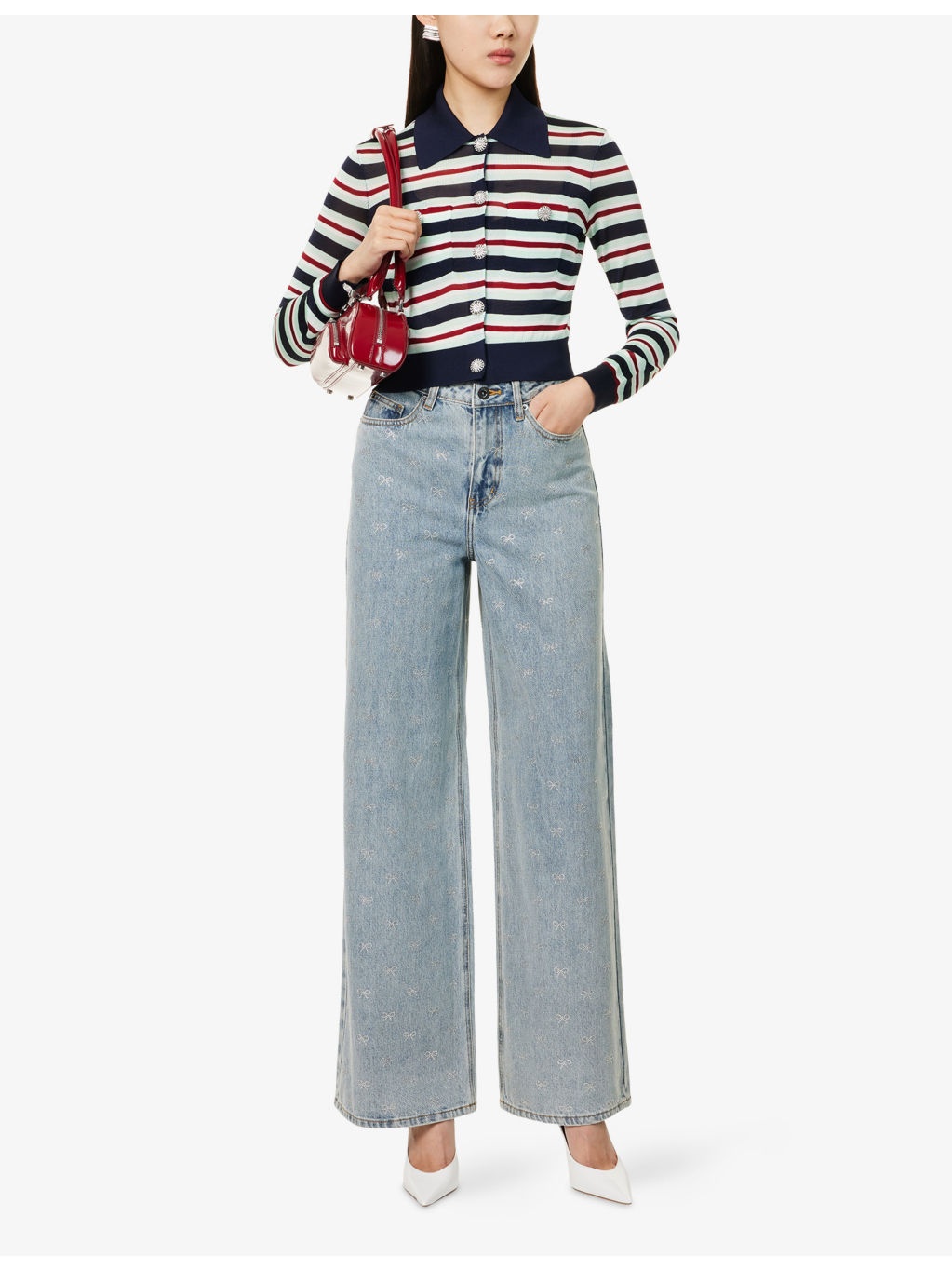 Embellished Wide-leg Denim Jeans - 2