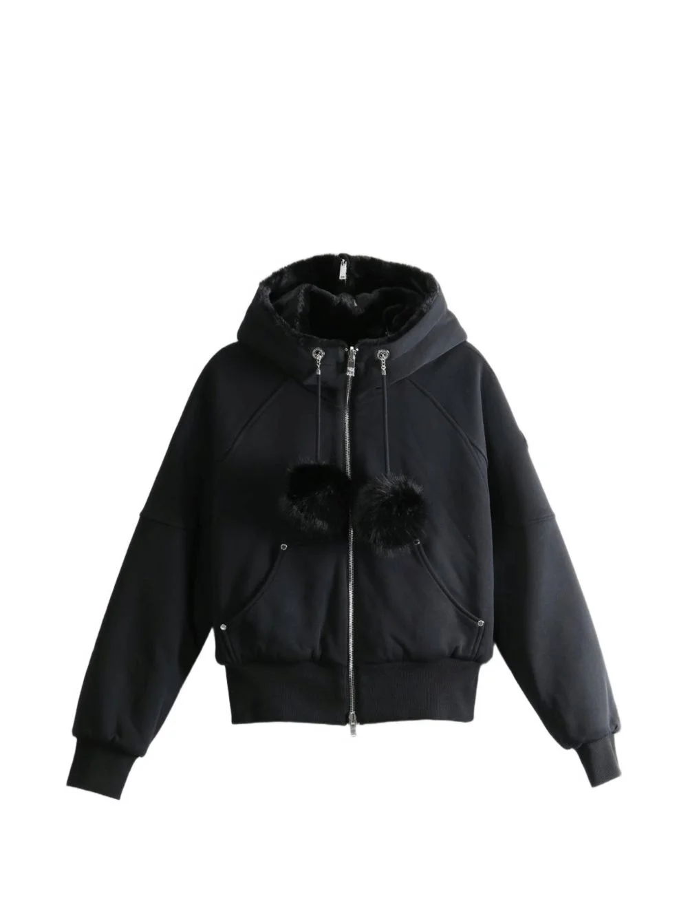 Oro Bunny pom-pom zip-up reversible hoodie - 1