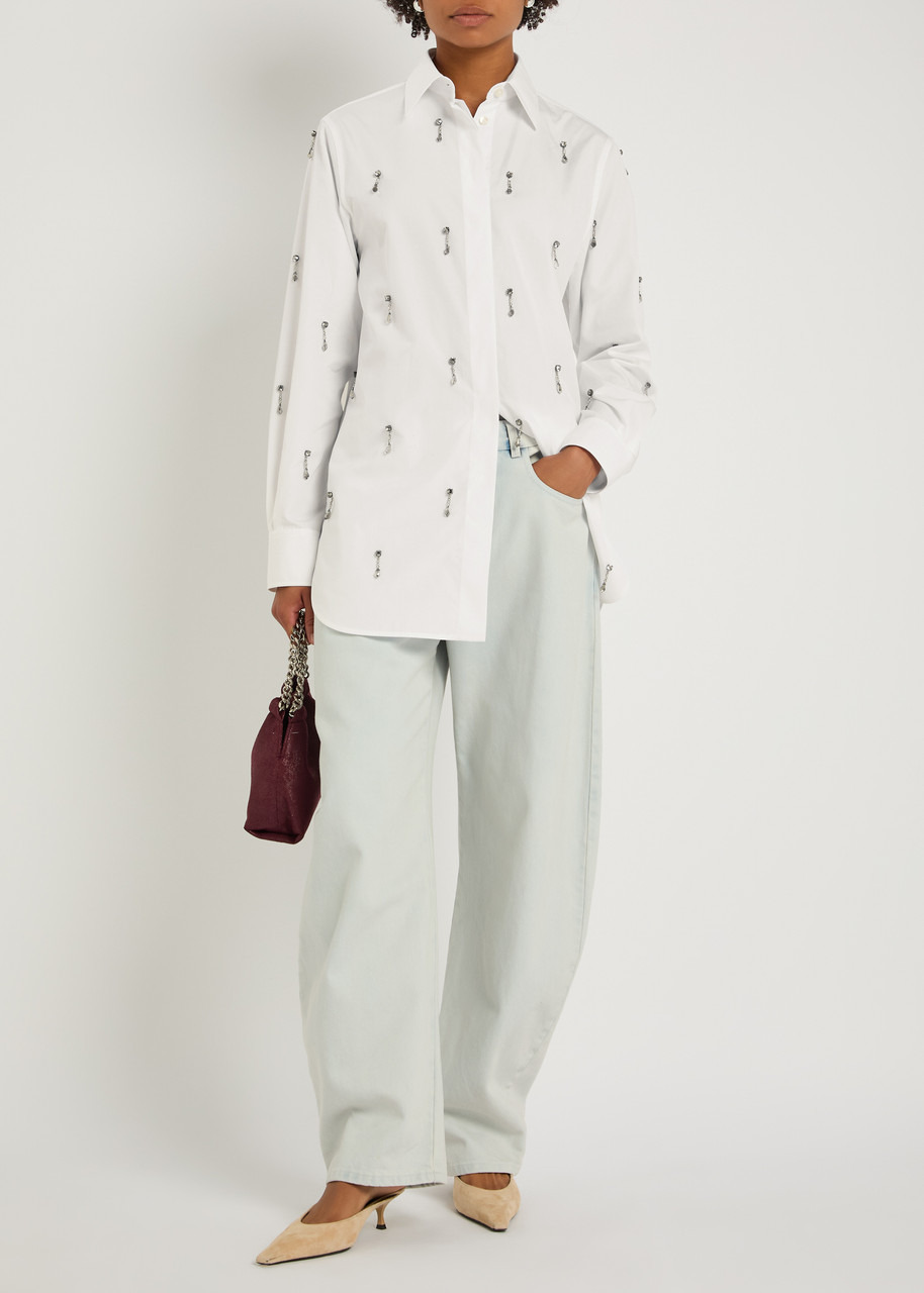 Stella Mccartney Crystal-embellished Cotton-poplin Shirt - 4