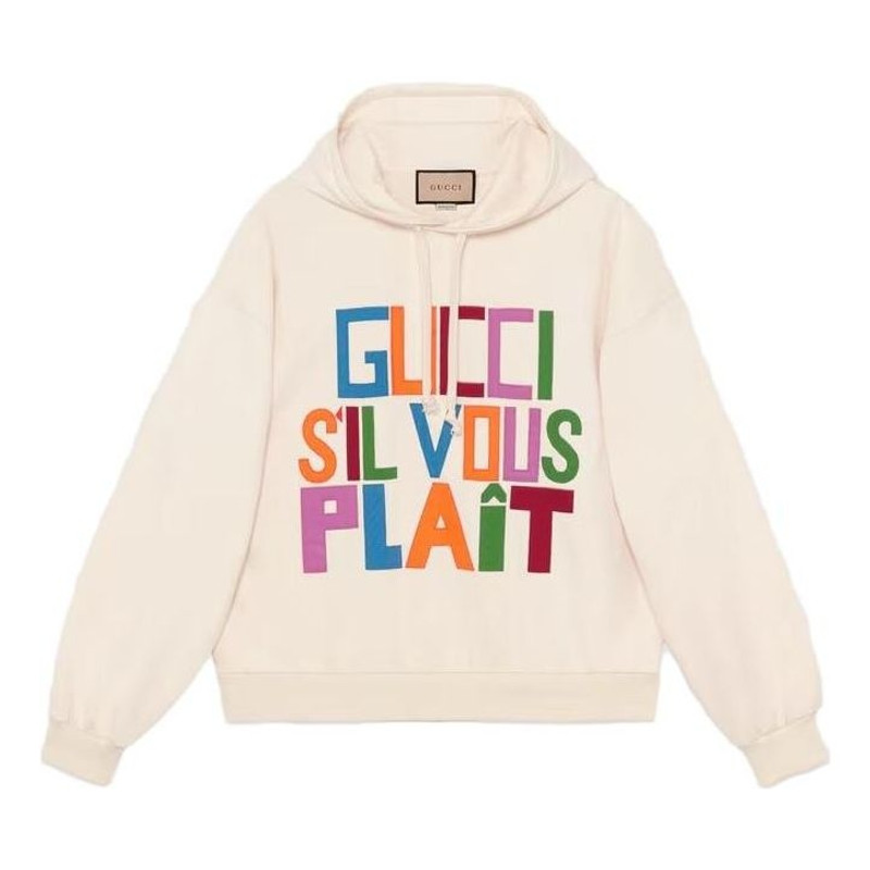 Gucci Felted cotton Hooded sweatshirt with patch 'Ivory' 721427-XJFFW-9162 - 1