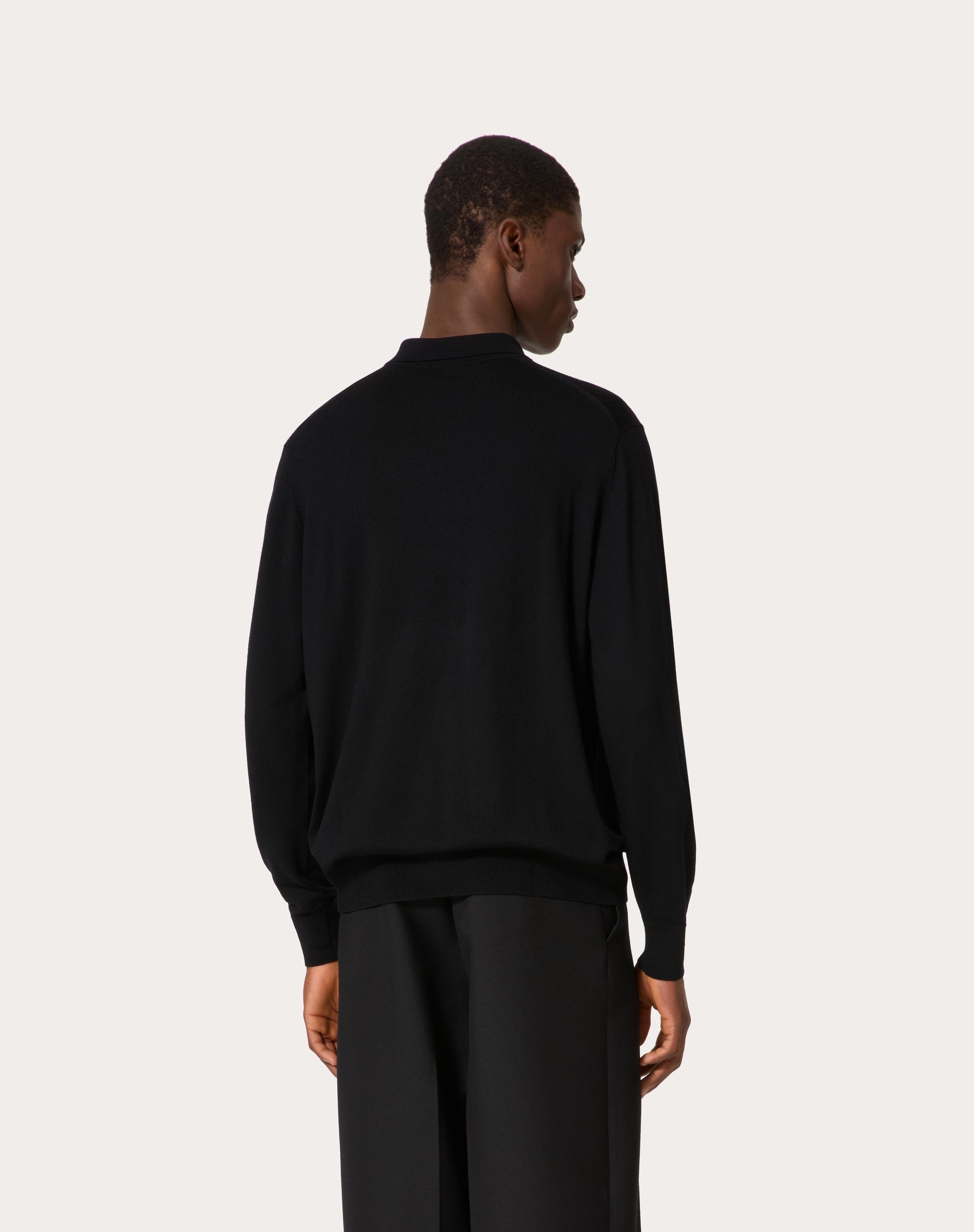 LONG-SLEEVE WOOL POLO SHIRT WITH VLOGO SIGNATURE EMBROIDERY - 3