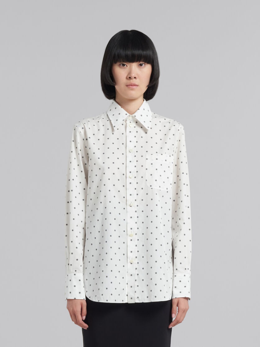 WHITE POPLIN SHIRT WITH POLKA DOTS - 2