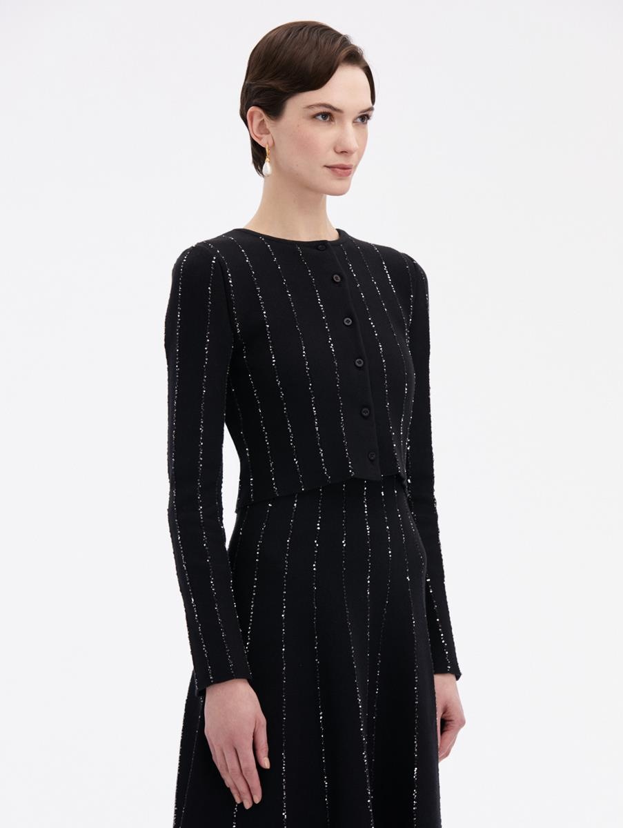 CROPPED SEQUIN YARN CARDIGAN - 4