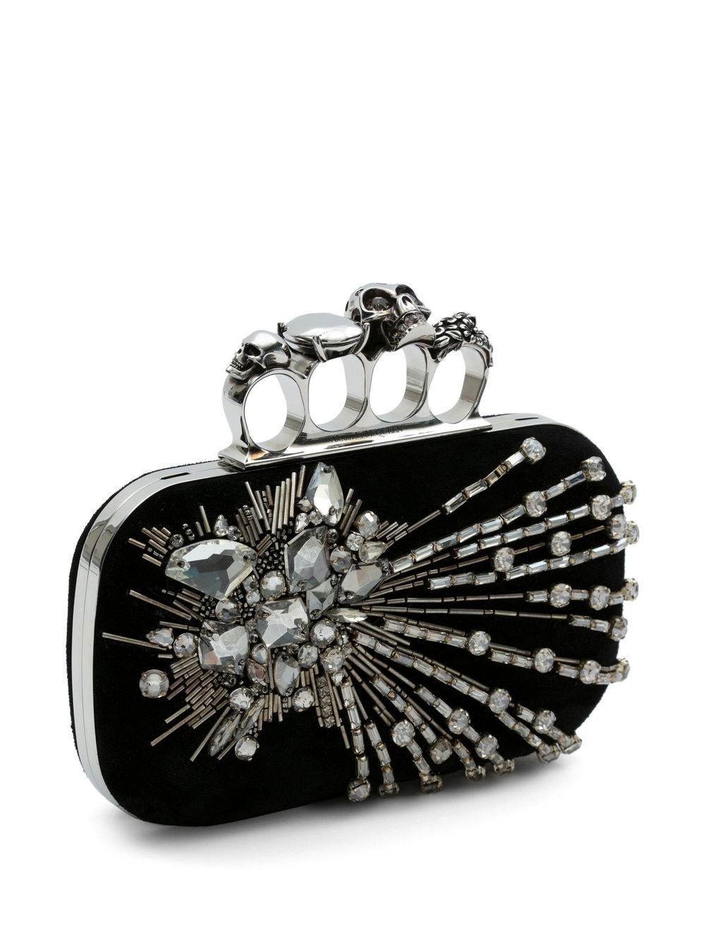 Skull Four Ring crystal-embellished clutch bag - 3