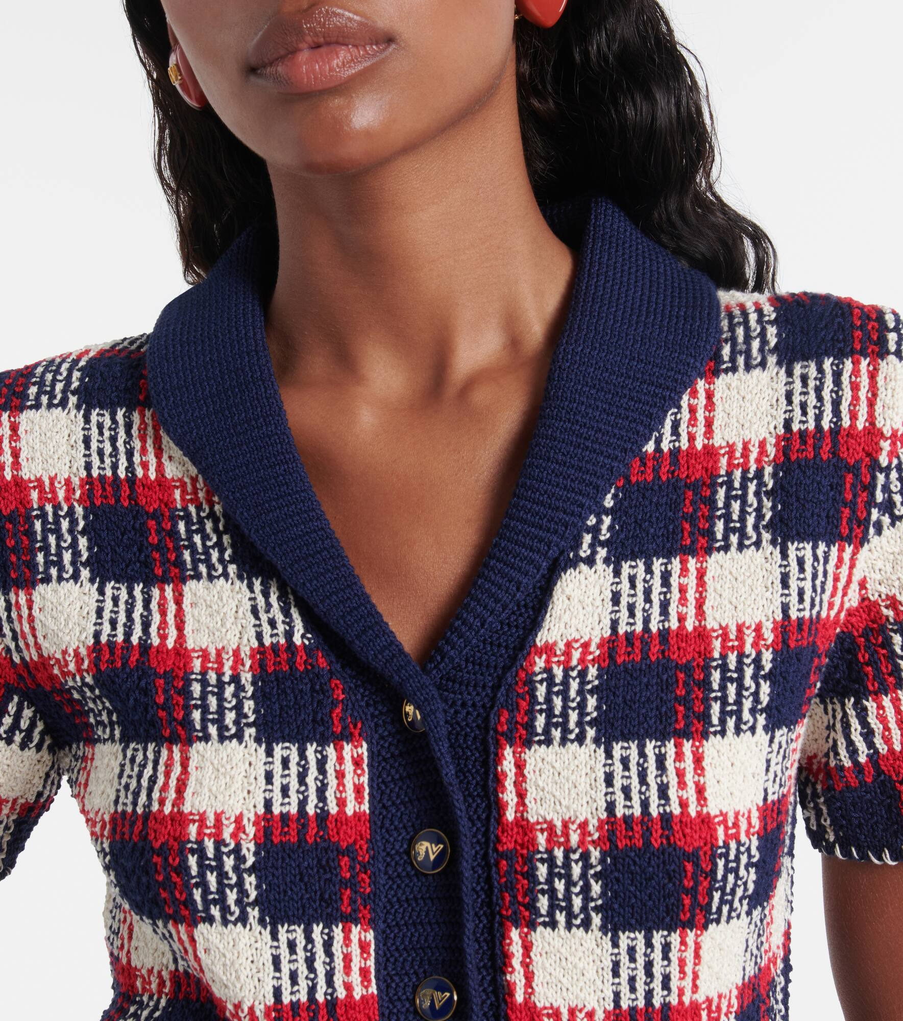 Checked cotton cardigan - 4