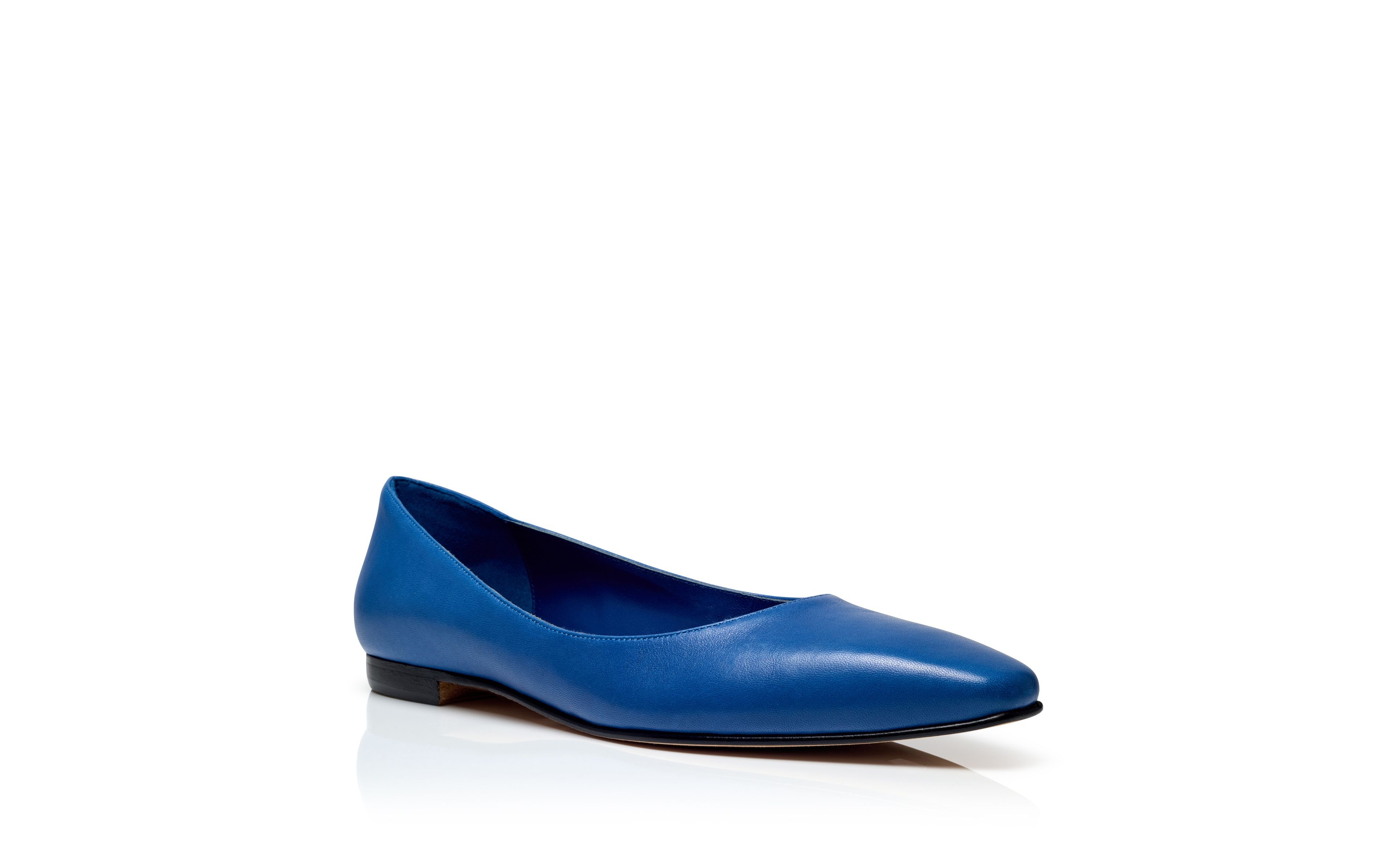 Blue Nappa Leather Flat Shoes - 3