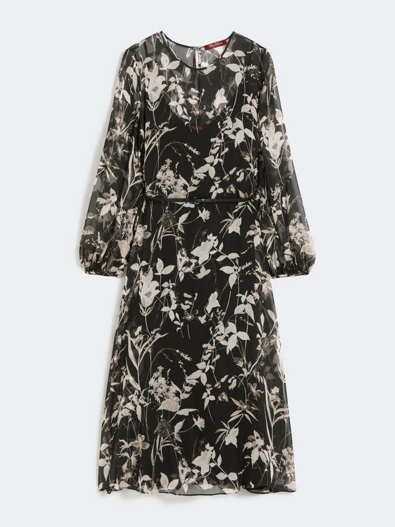 CAMPO Dress in printed chiffon - BLACK 1