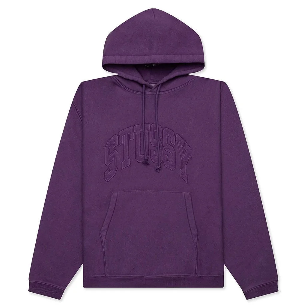 EMBROIDERED RELAXED HOODIE - PURPLE - 1