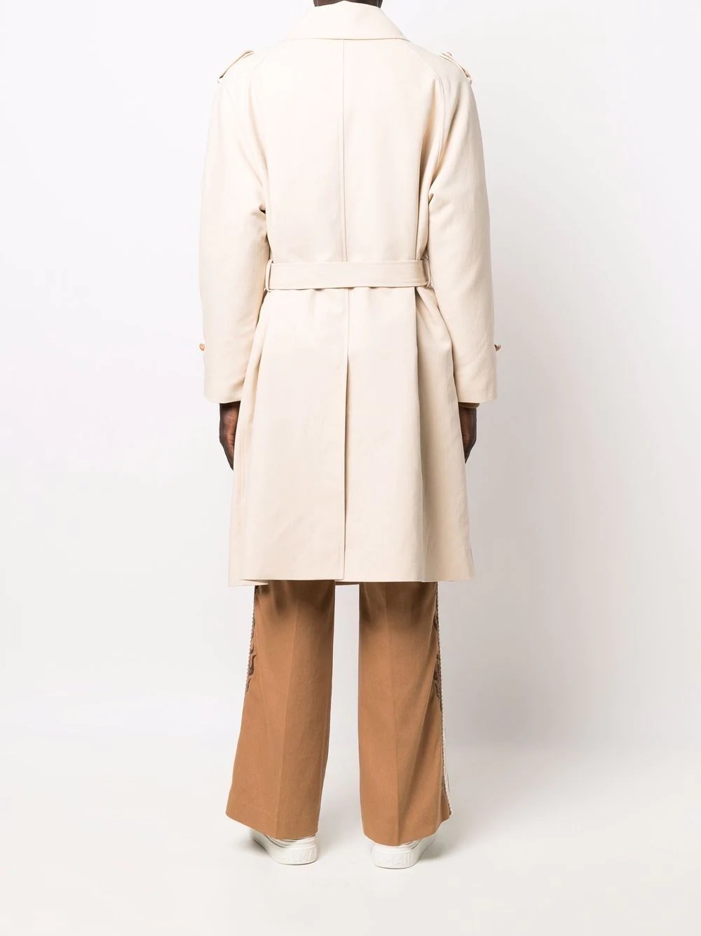 bird-appliqué trench coat - 5