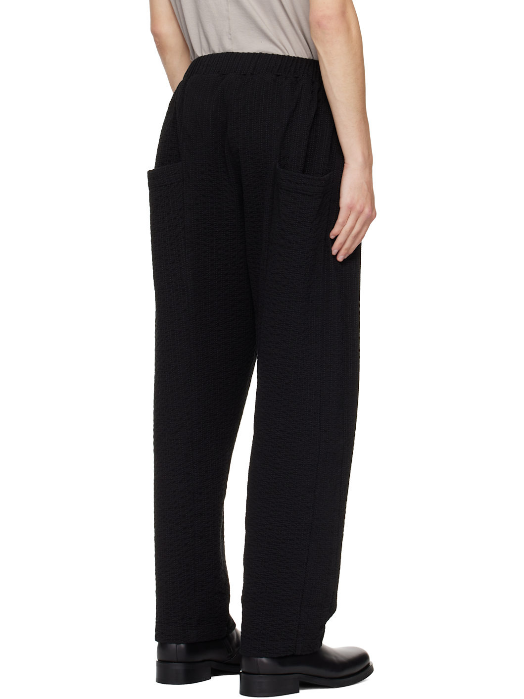 Black Embroidered Linestitch Trousers - 3