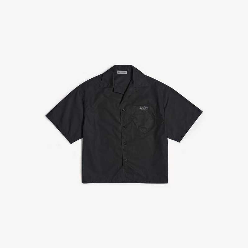 Men's Sketchy Bowling Short Sleeve Shirt in Black 1