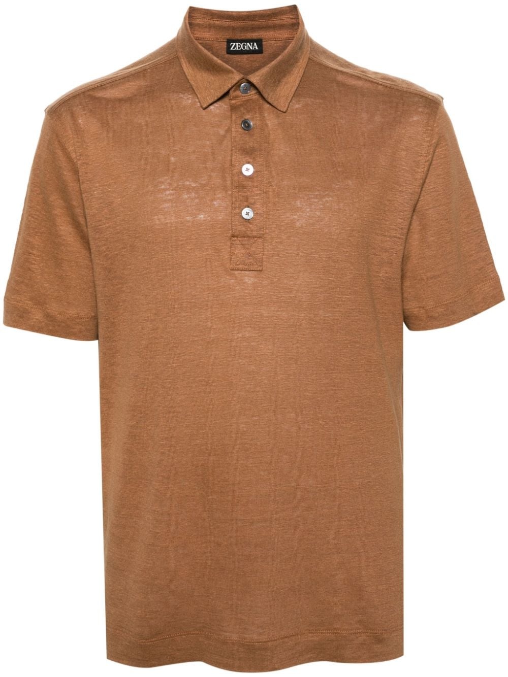 short-sleeve linen polo shirt - 1