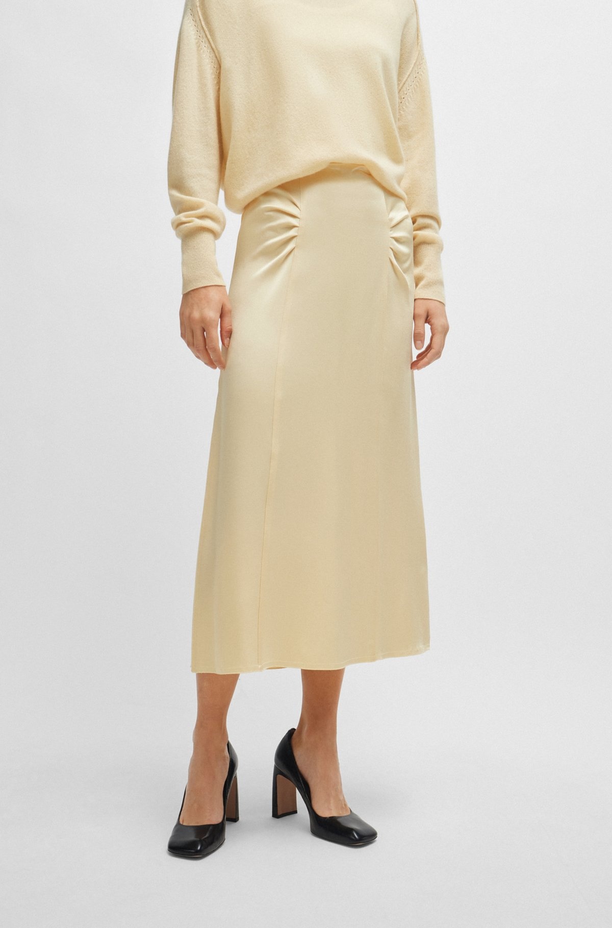 HIGH-WAISTED A-LINE SKIRT WITH GATHERED DETAILS - 2