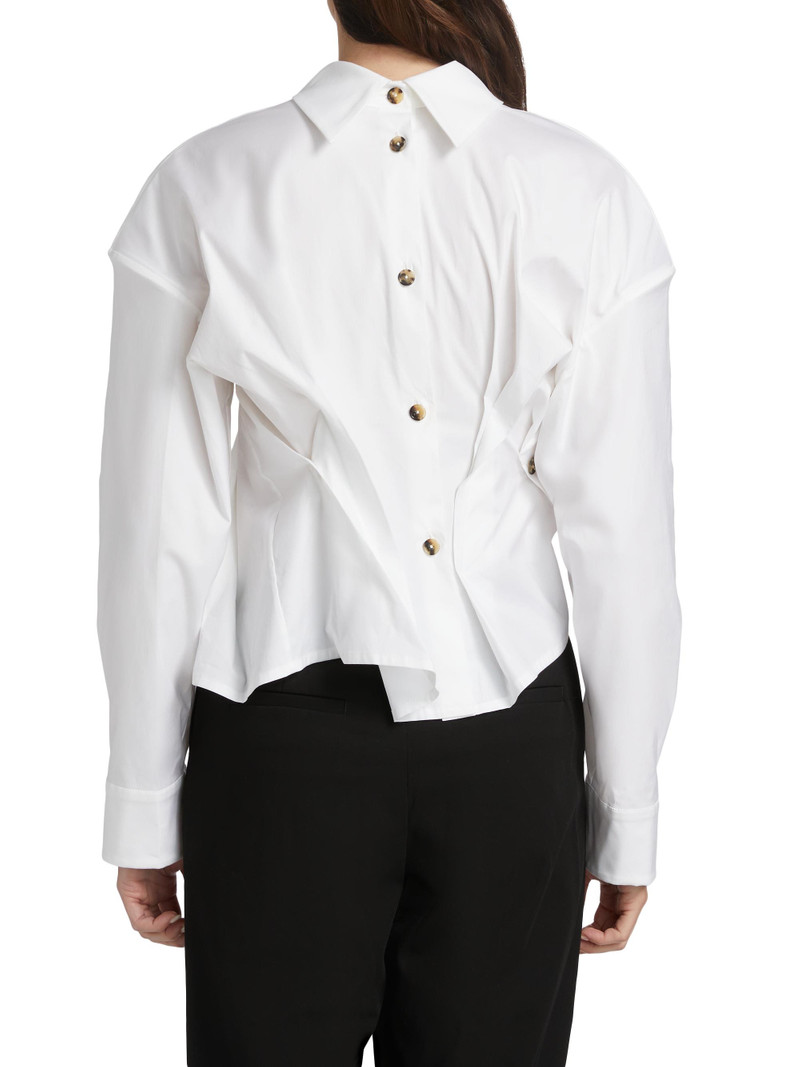 A. W.A. K.E. MODE Women's Twisted Reversed Shirt - White 5