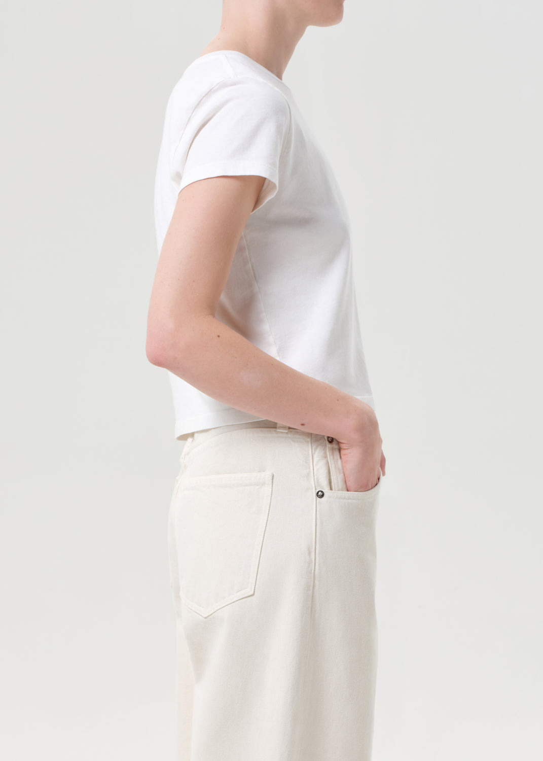 ADINE SHRUNKEN TEE IN WHITE ASH - 3