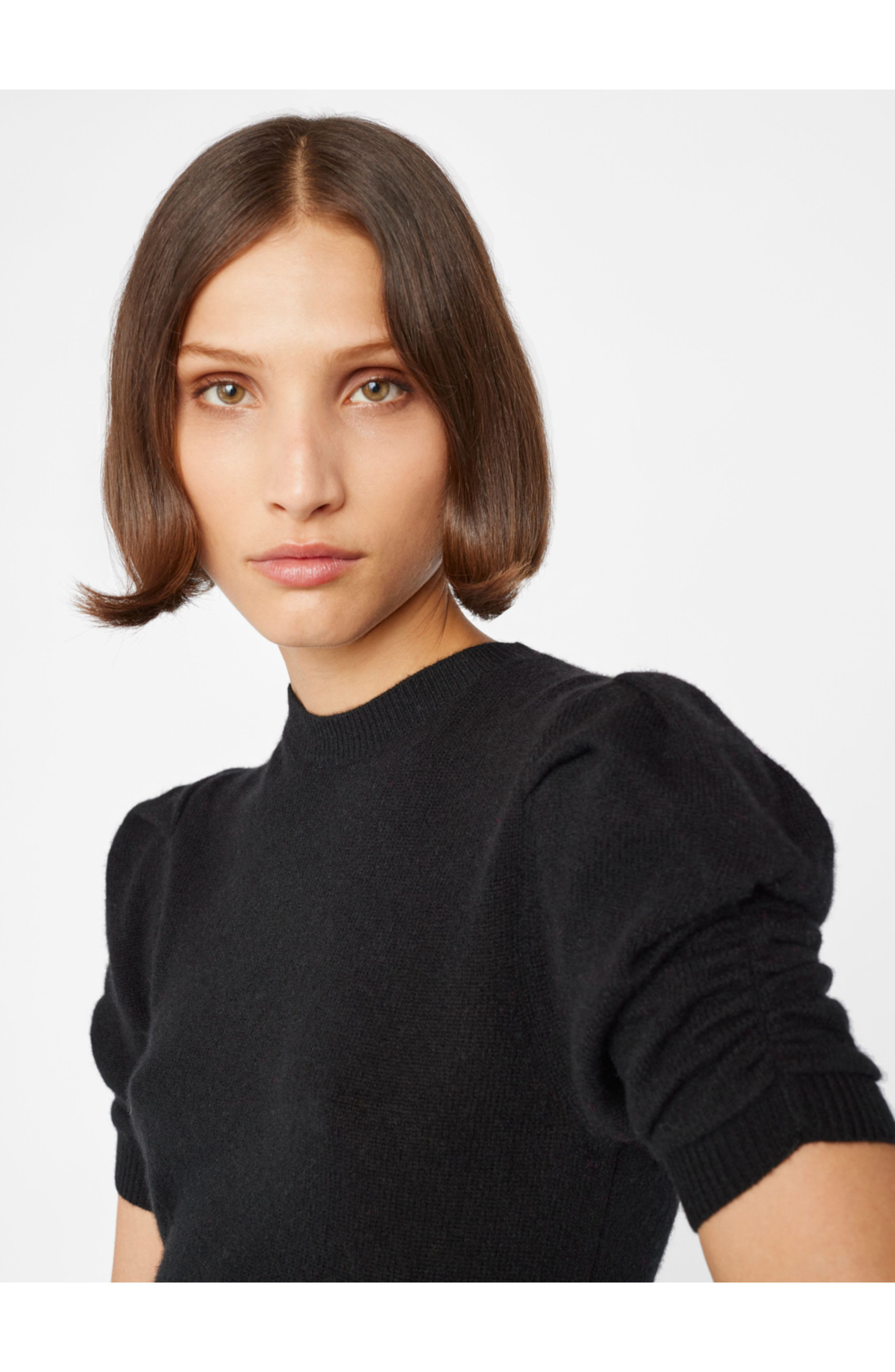 FRAME Ruched Sleeve Recycled Cashmere & Wool Sweater in Noir at Nordstrom - 2