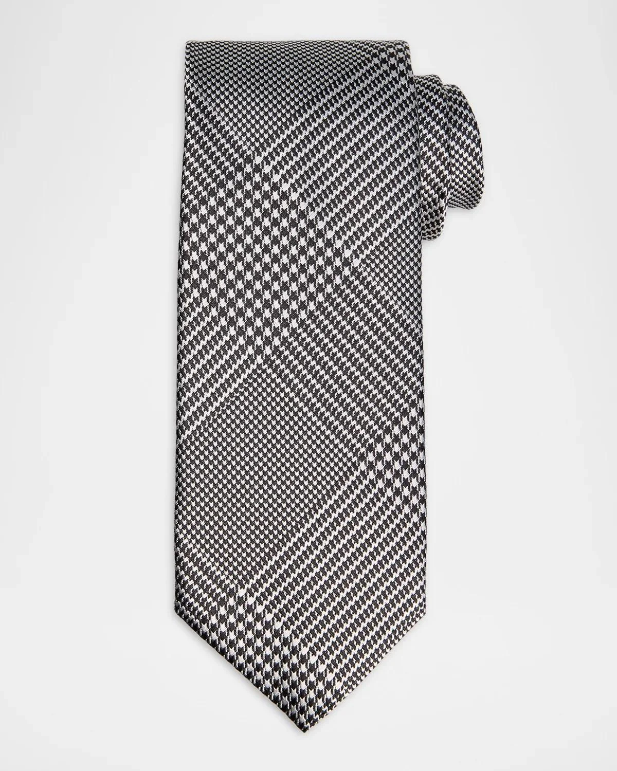 Men's Glen Plaid Linen Tie - 1