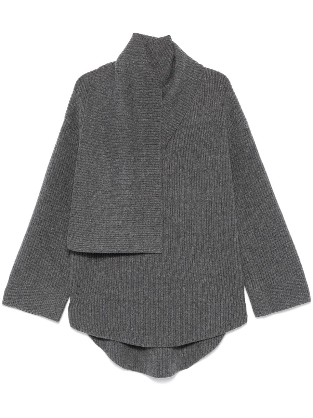 attached-scarf sweater - 1