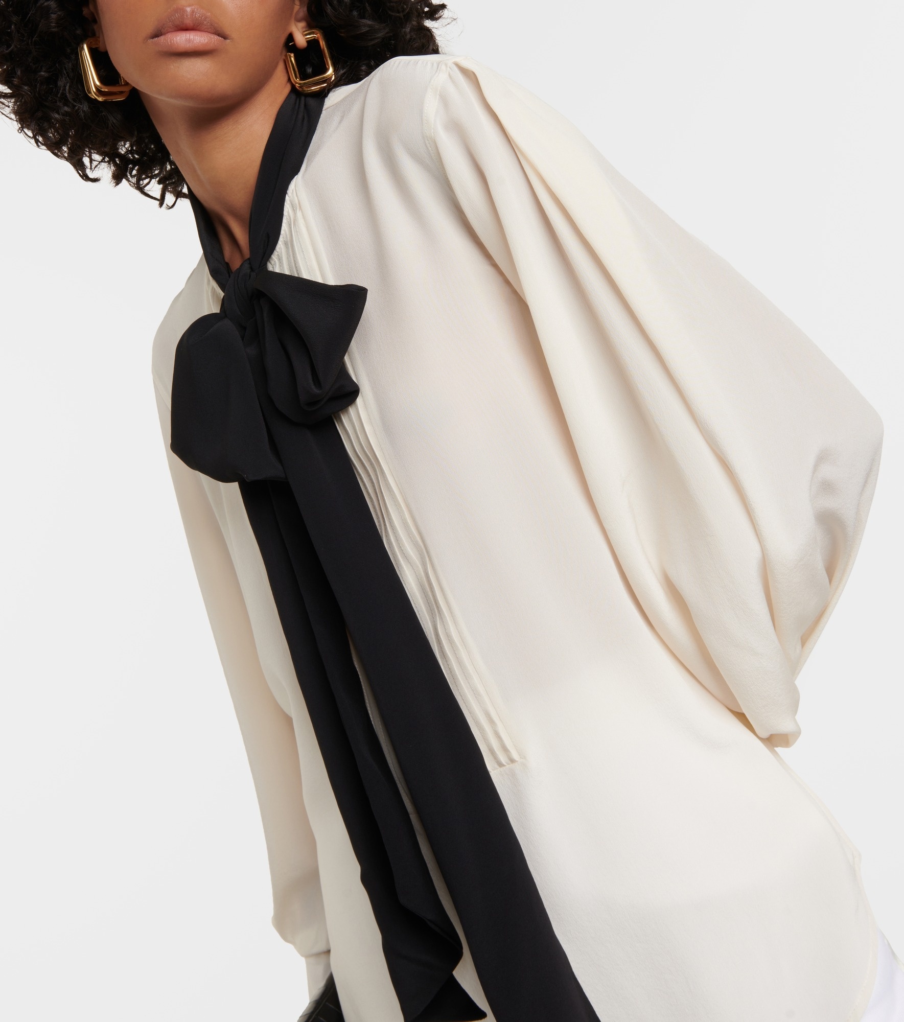 Tie-neck silk blouse - 4