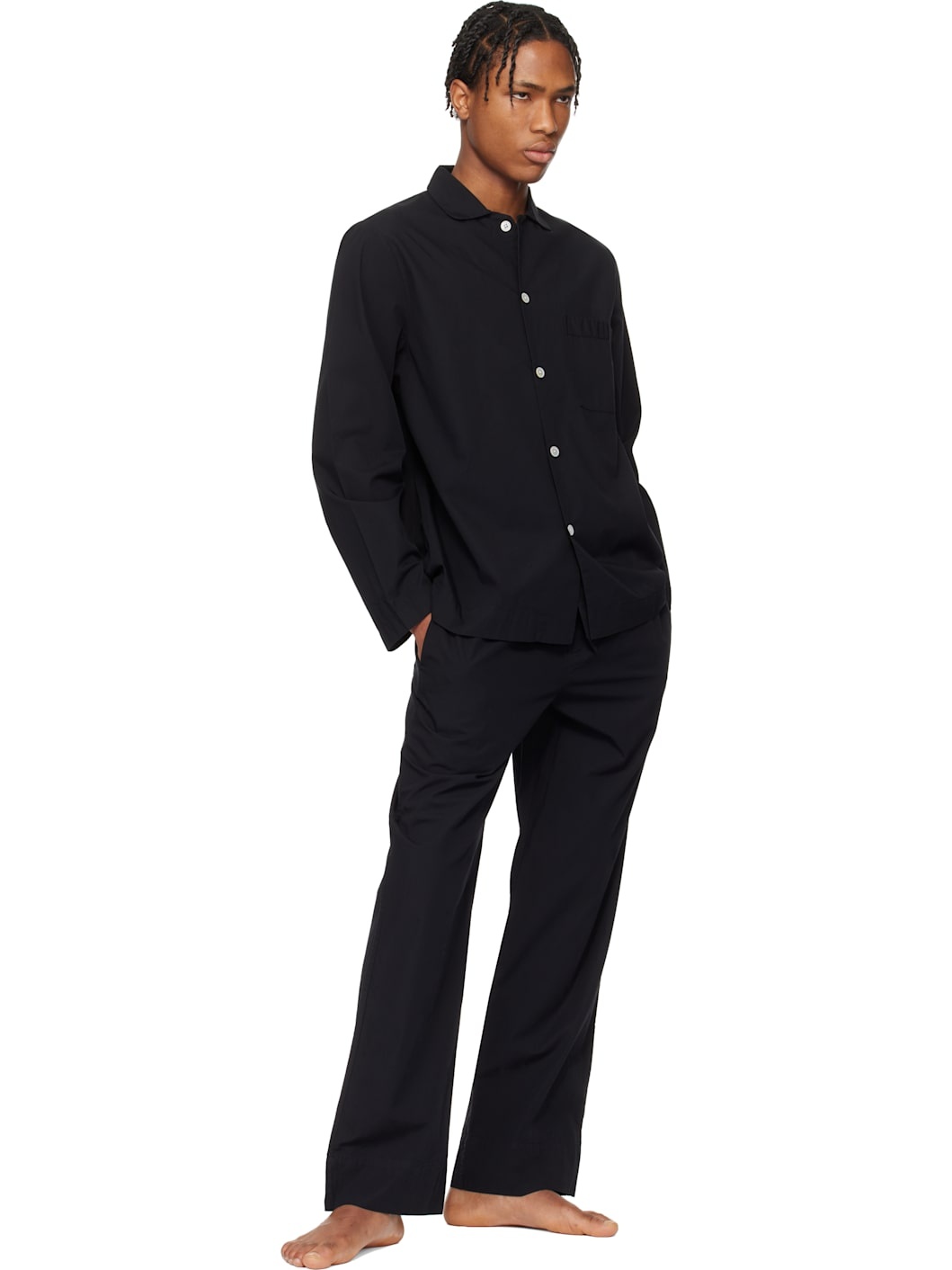 Black Poplin Long-Sleeved Pyjama Shirt - 4