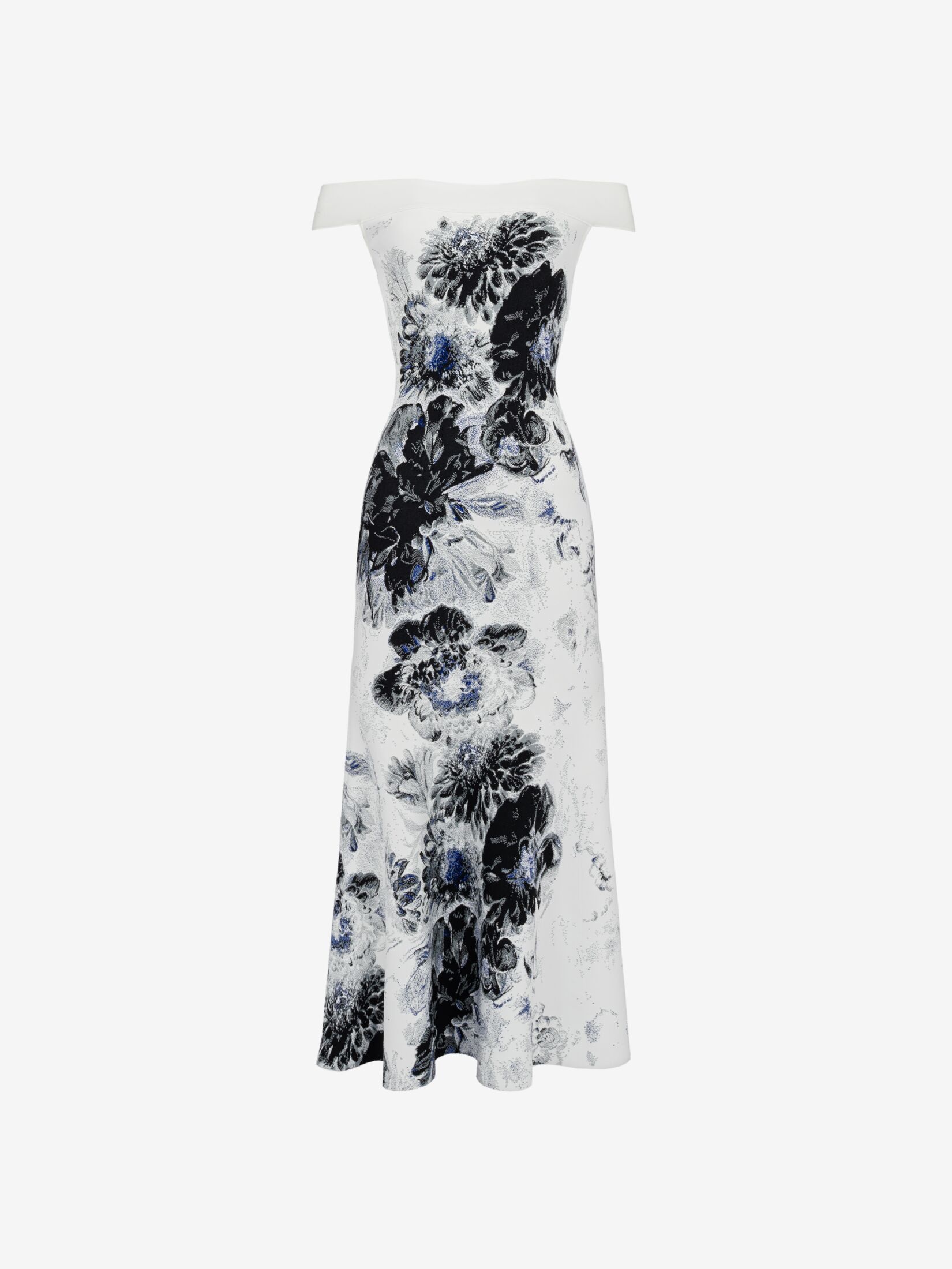 Women's Chiaroscuro Jacquard Dress in White/black/blue - 1
