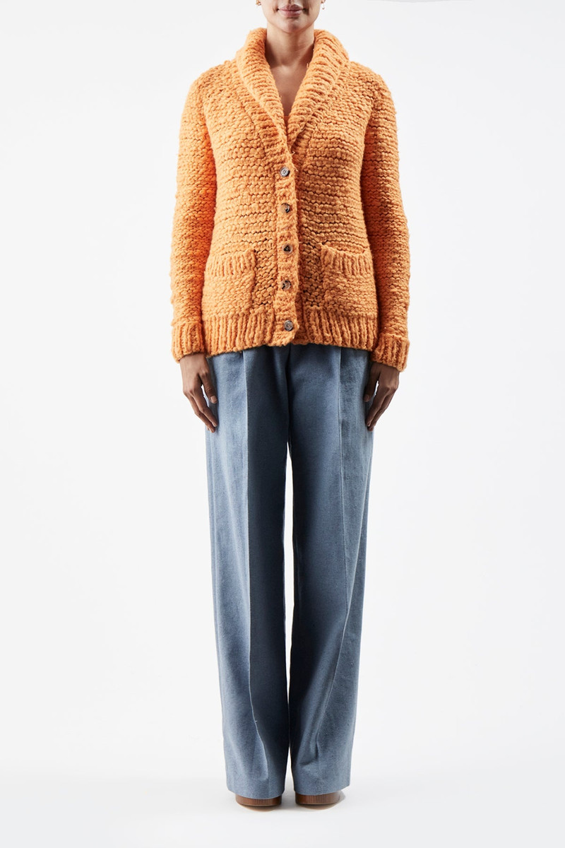 GABRIELA HEARST Moses Knit Cardigan in Fluorescent Orange Welfat Cashmere outlook
