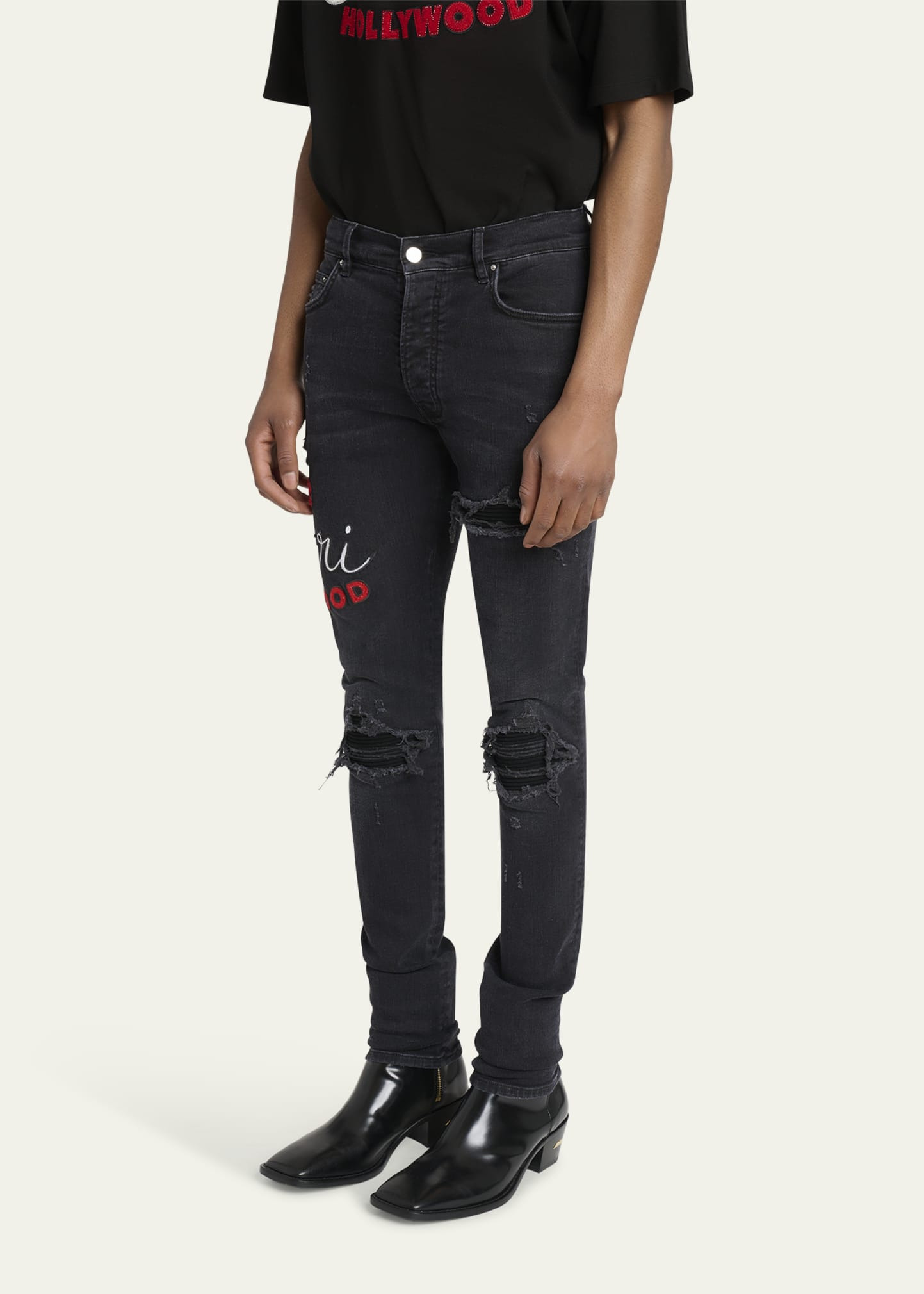 Men's D-Club Applique Distressed Skinny Jeans - 4