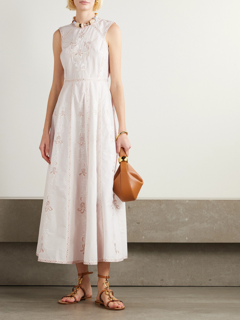 EMPORIO SIRENUSE Clodette Embroidered Cotton-blend Midi Dress outlook